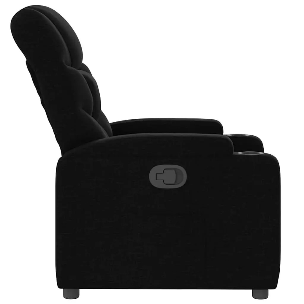Recliner Armchair Manual Recline Black Fabric Lounge Chair with Cup Holders