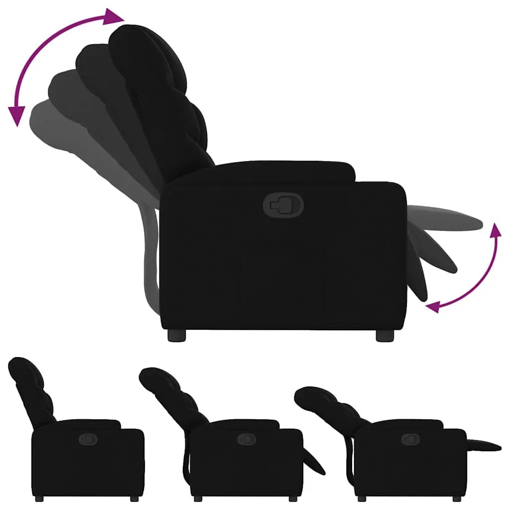 Recliner Armchair Manual Recline Black Fabric Lounge Chair with Cup Holders