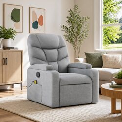 Light Grey Fabric Massage Recliner Chair