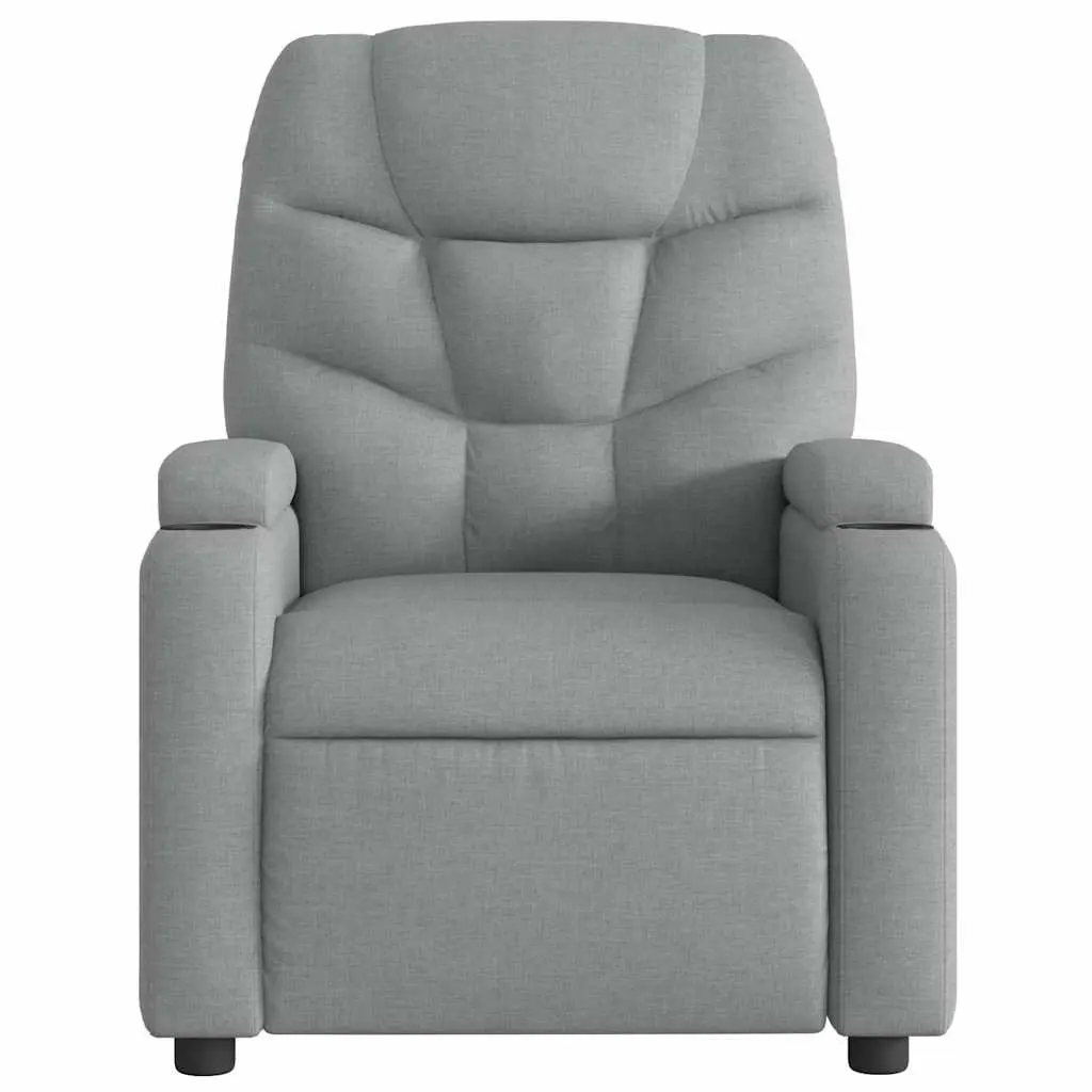Massage Recliner Chair Light Grey Fabric Manual Reclining Armchair