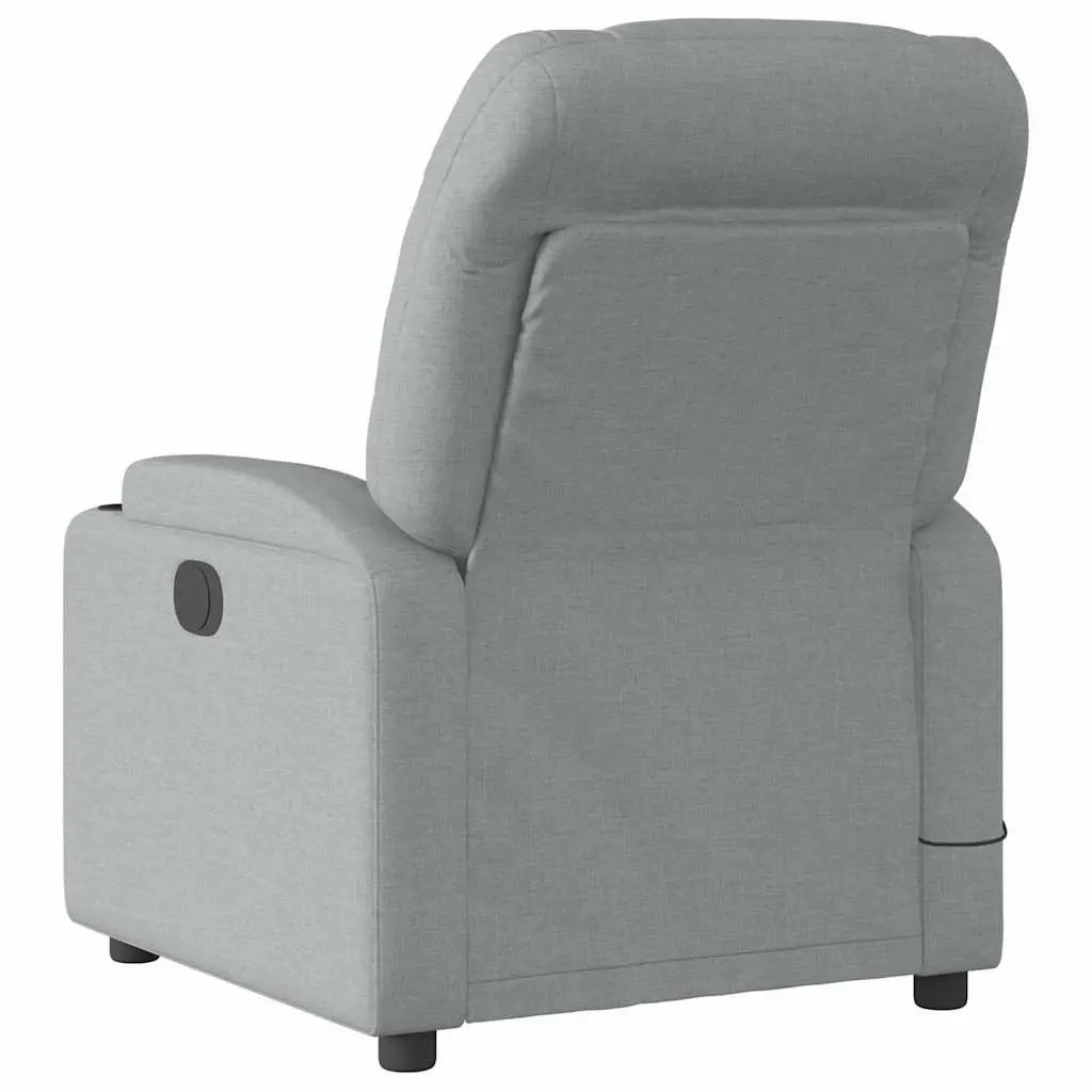 Massage Recliner Chair Light Grey Fabric Manual Reclining Armchair