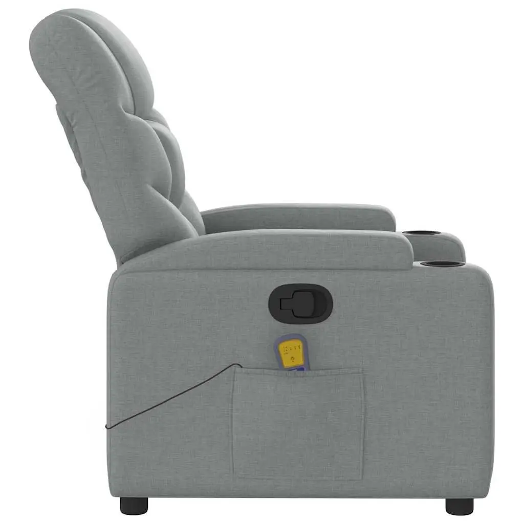 Massage Recliner Chair Light Grey Fabric Manual Reclining Armchair