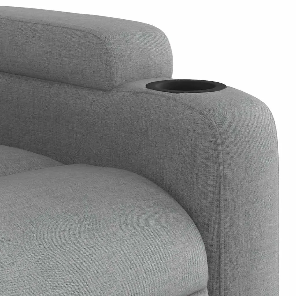 Massage Recliner Chair Light Grey Fabric Manual Reclining Armchair