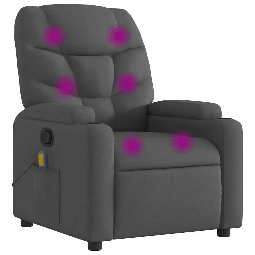 Grey Fabric Manual Recline Massage Armchair