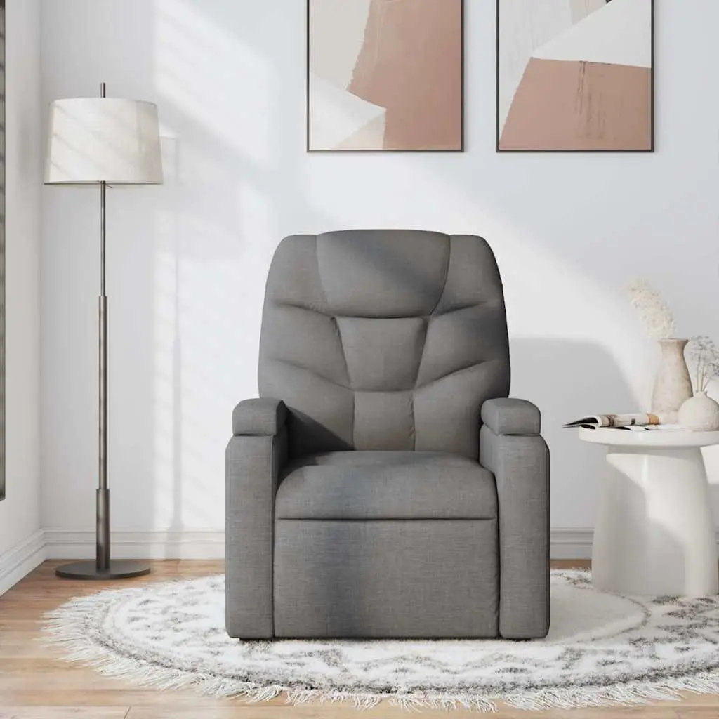Grey Fabric Manual Recline Massage Armchair