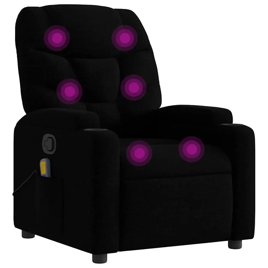 Massage Recliner Chair Black Fabric Manual Reclining Armchair with Vibration Massage