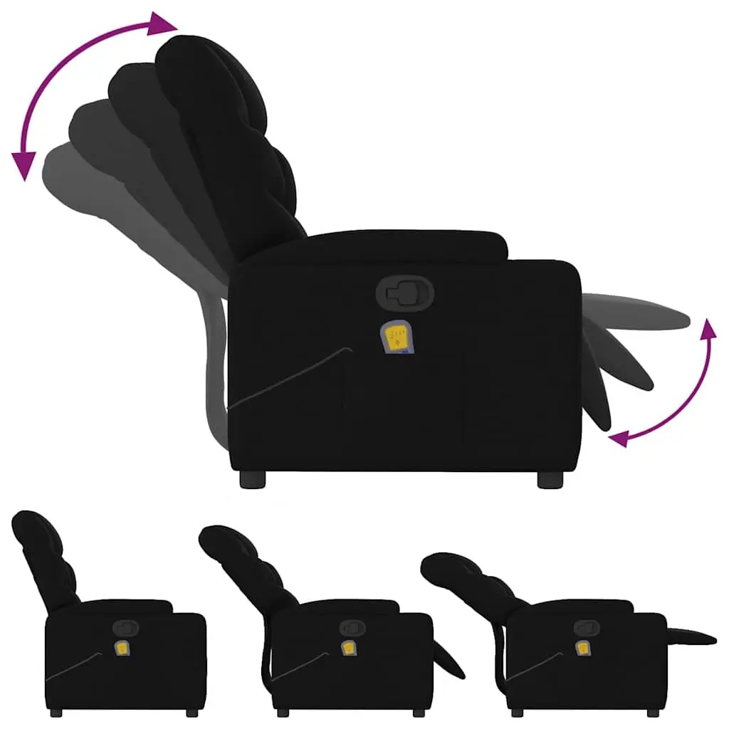 Massage Recliner Chair Black Fabric Manual Reclining Armchair with Vibration Massage