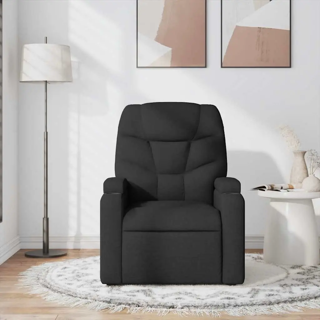 Massage Recliner Chair Black Fabric Manual Reclining Armchair with Vibration Massage