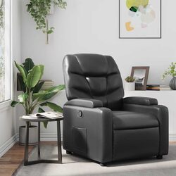 Recliner Chair Black Manual Reclining Armchair Lounge Seat with Cup Holders