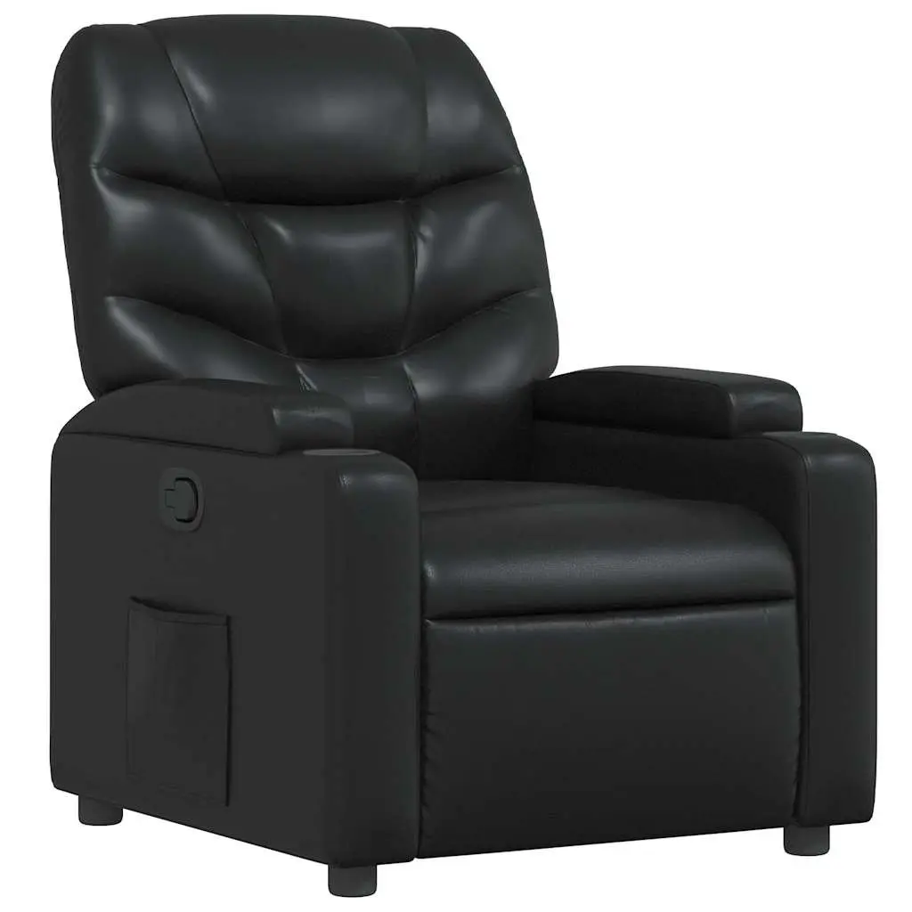 Recliner Chair Black Manual Reclining Armchair Lounge Seat with Cup Holders