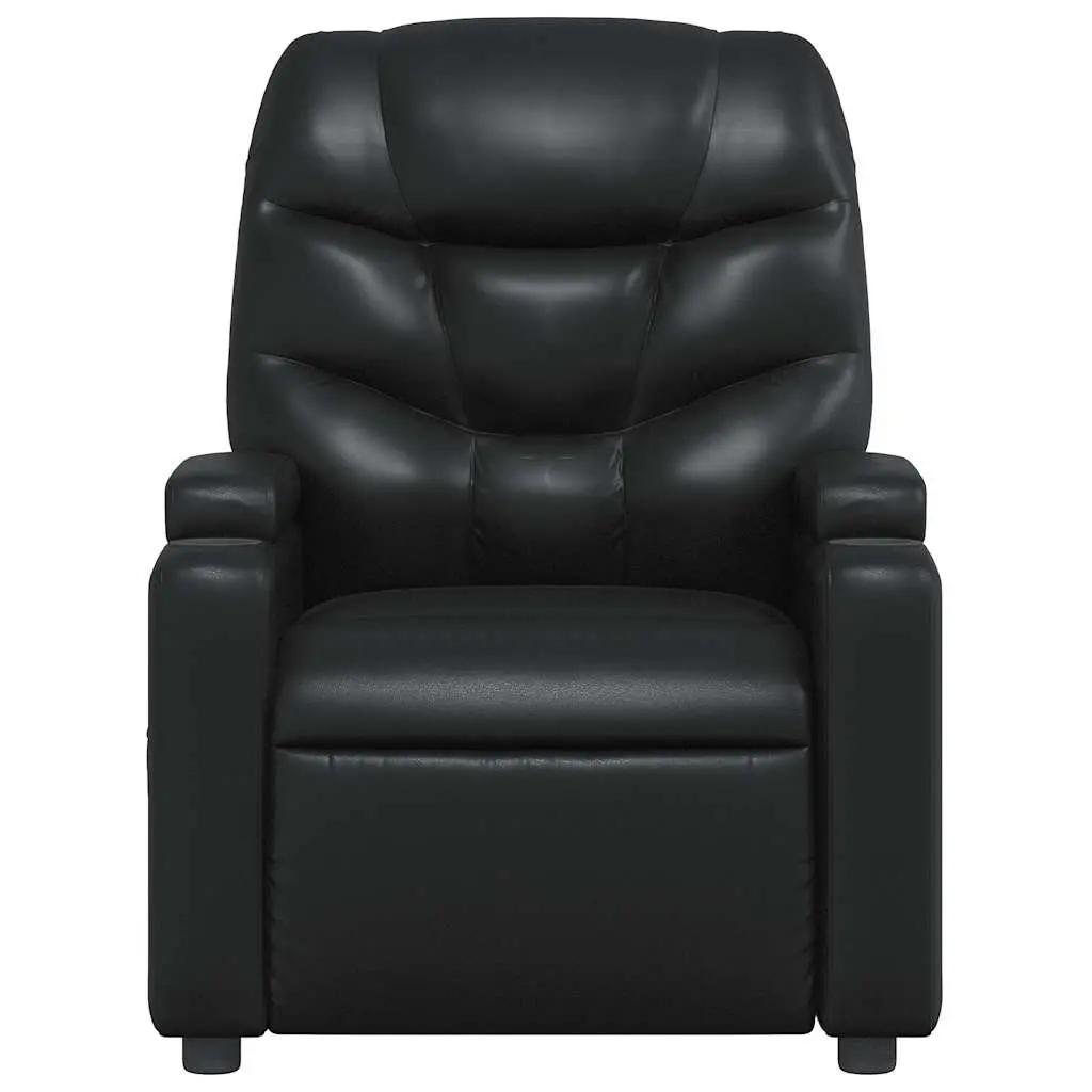 Recliner Chair Black Manual Reclining Armchair Lounge Seat with Cup Holders