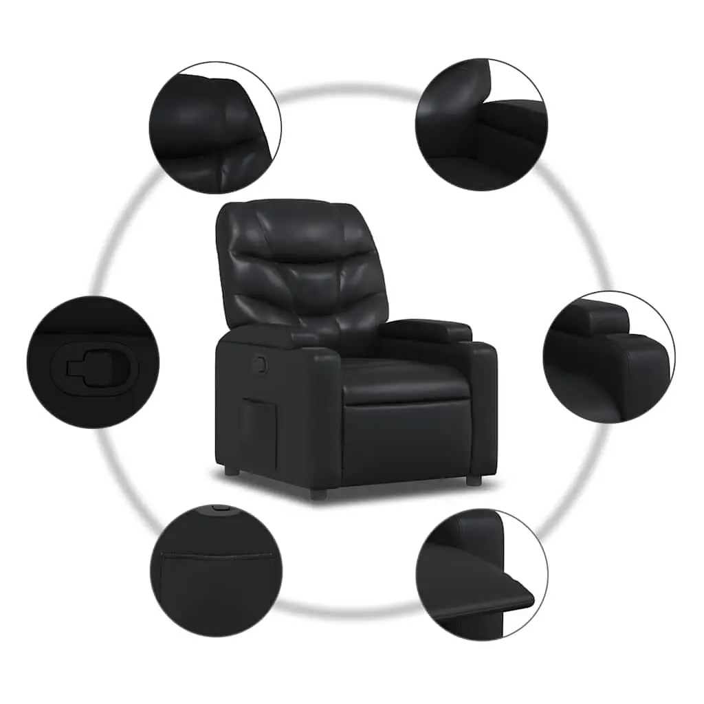 Recliner Chair Black Manual Reclining Armchair Lounge Seat with Cup Holders