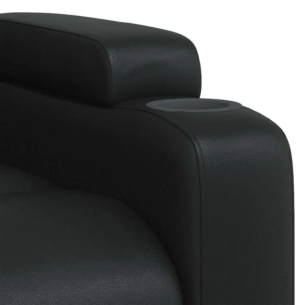 Recliner Chair Black Manual Reclining Armchair Lounge Seat with Cup Holders