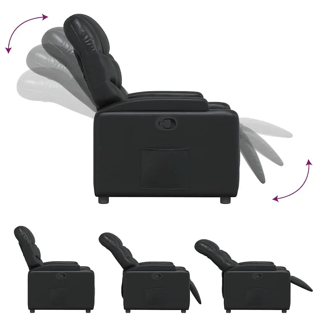 Recliner Chair Black Manual Reclining Armchair Lounge Seat with Cup Holders