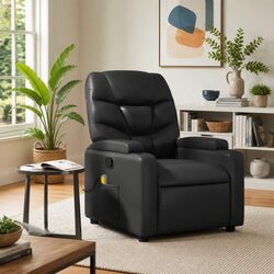Comfortable Black Faux Leather Massage Recliner Chair