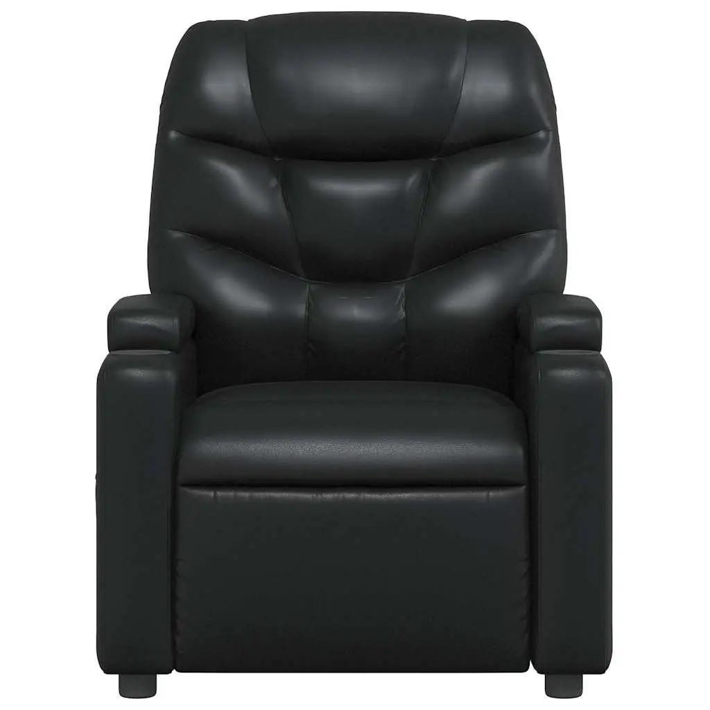 Massage Recliner Chair Black Faux Leather Manual Recline 6 Point Vibration