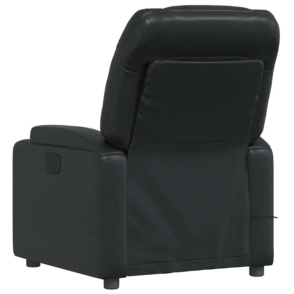Massage Recliner Chair Black Faux Leather Manual Recline 6 Point Vibration