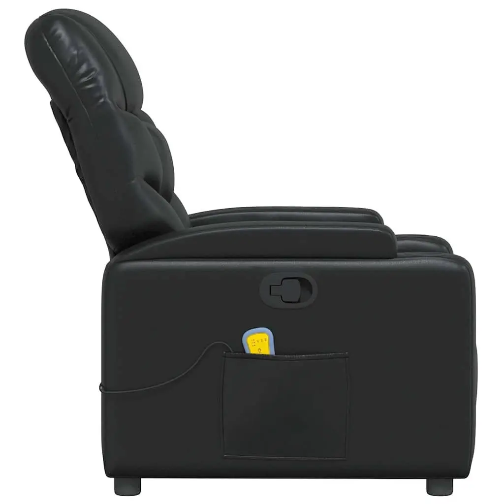 Massage Recliner Chair Black Faux Leather Manual Recline 6 Point Vibration