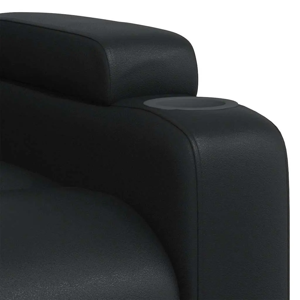 Massage Recliner Chair Black Faux Leather Manual Recline 6 Point Vibration