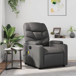 Massage Recliner Chair Manual Recline Faux Leather Armchair with Cup Holders