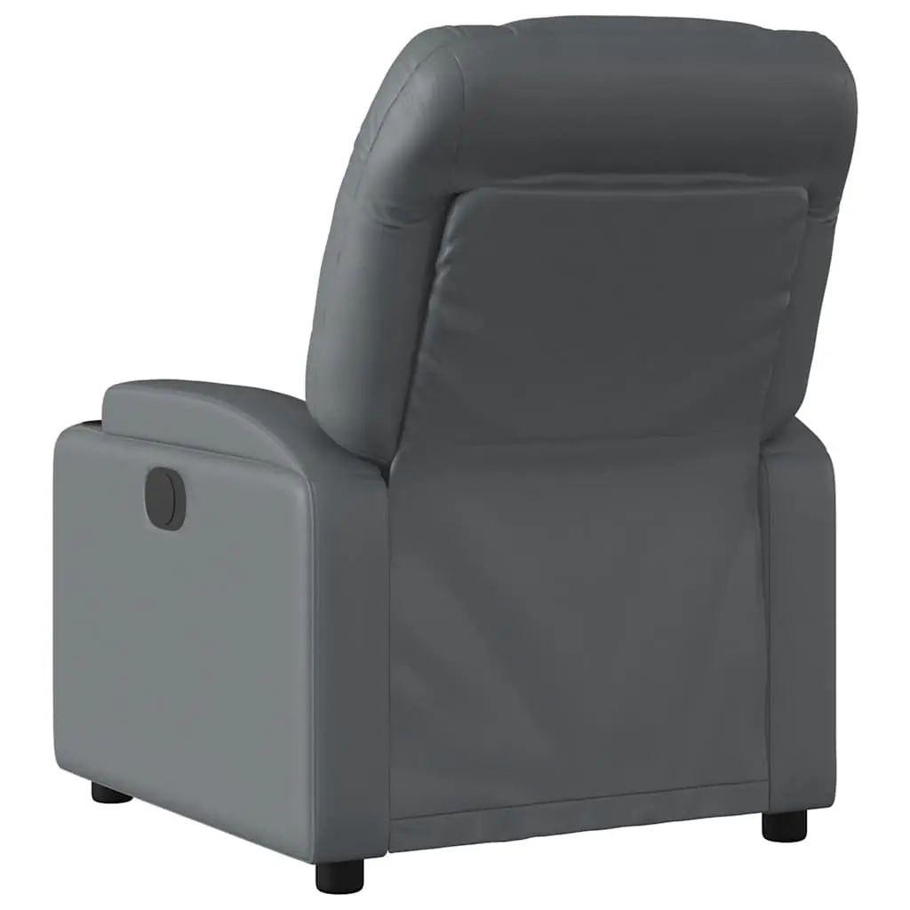 Massage Recliner Chair Manual Recline Grey Faux Leather Armchair with Cup Holders