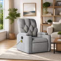 Grey Fabric Massage Recliner Chair with Footrest
