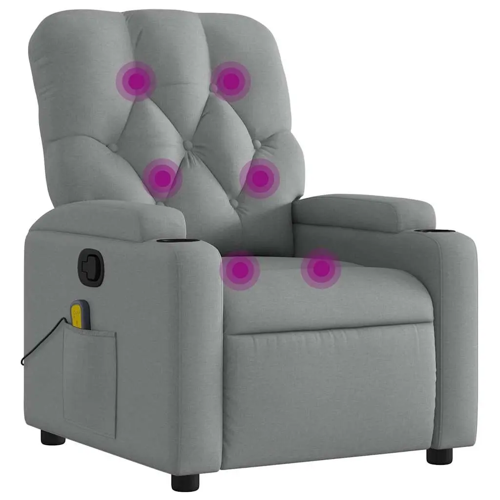 Grey Fabric Massage Recliner Chair with Footrest