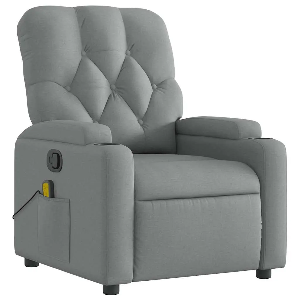 Grey Fabric Massage Recliner Chair with Footrest