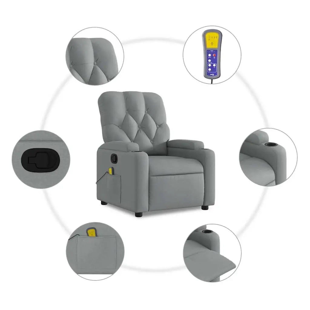 Grey Fabric Massage Recliner Chair with Footrest