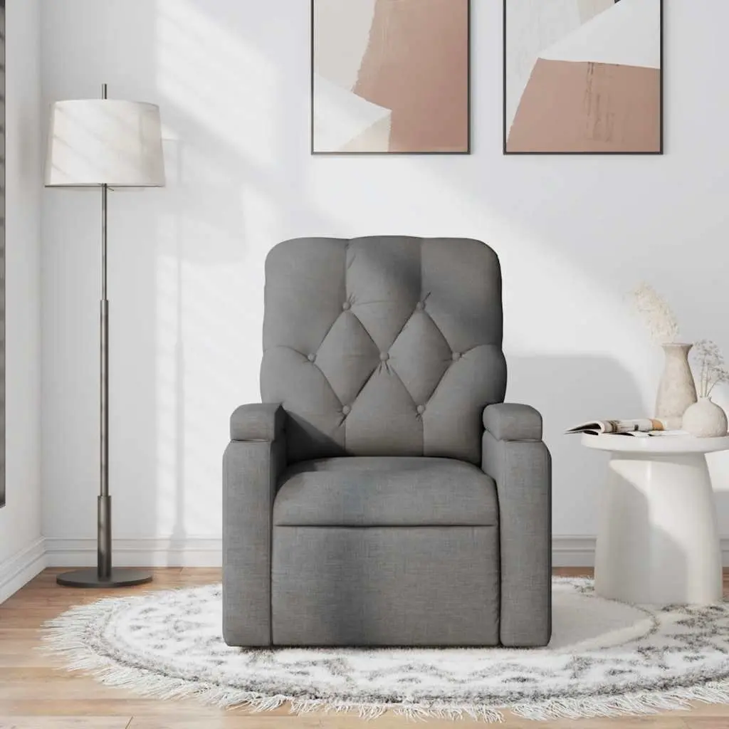 Massage Recliner Chair Grey Fabric Manual Recline Vibration Armchair