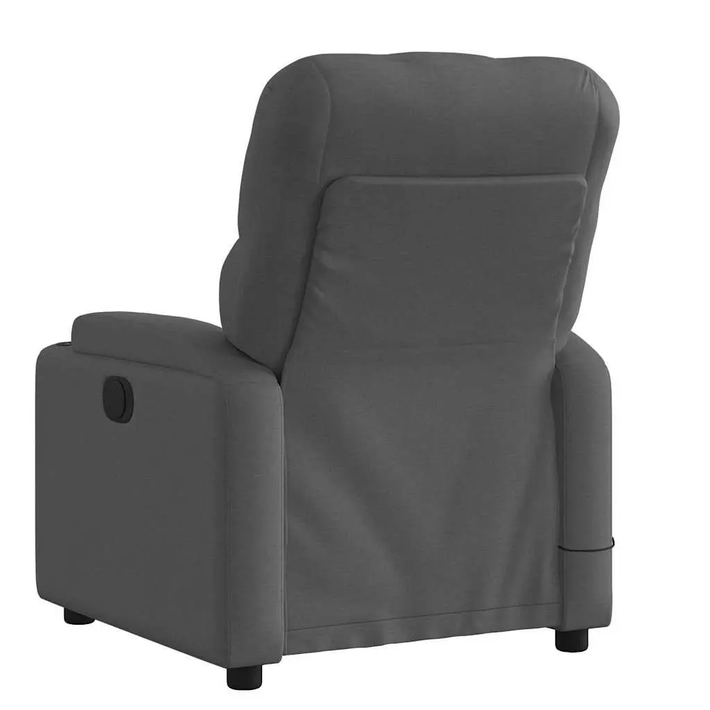Massage Recliner Chair Grey Fabric Manual Recline Vibration Armchair