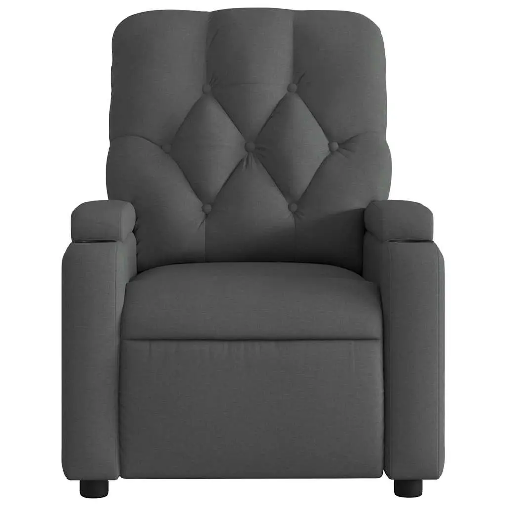 Massage Recliner Chair Grey Fabric Manual Recline Vibration Armchair