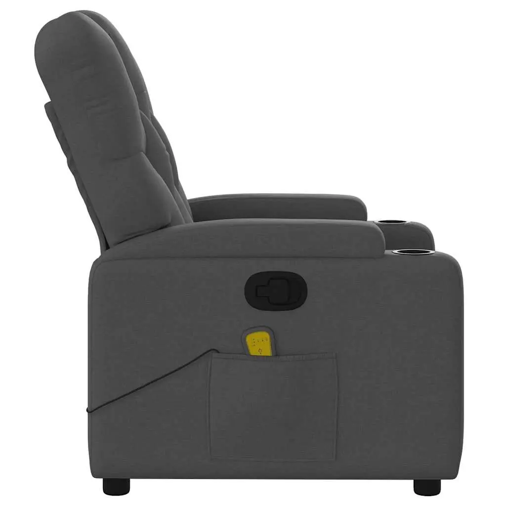 Massage Recliner Chair Grey Fabric Manual Recline Vibration Armchair