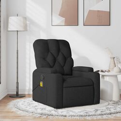 Massage Recliner Chair Black Fabric Manual Recline Vibration Armchair Lounge