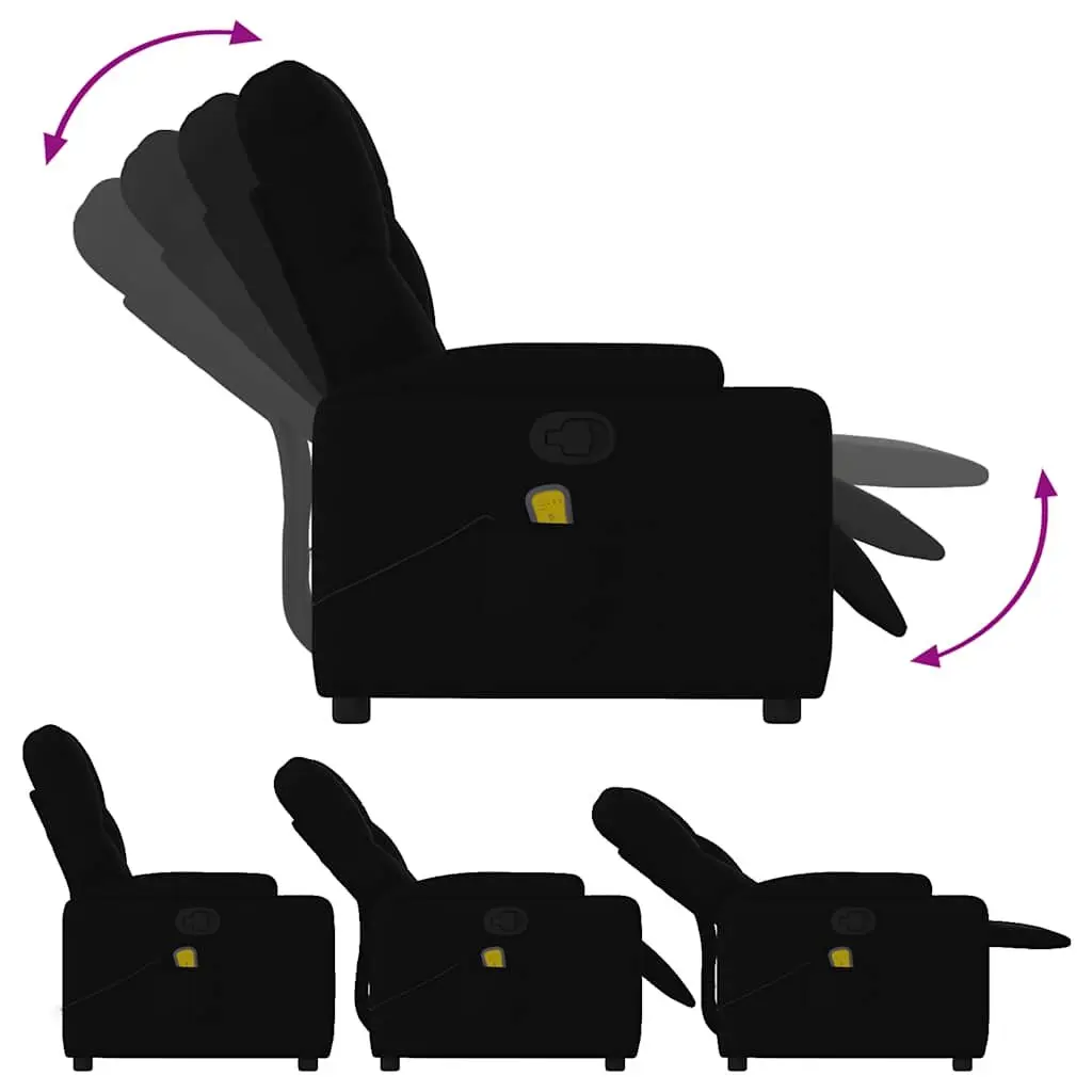 Massage Recliner Chair Black Fabric Manual Recline 6 Massage Points Armchair