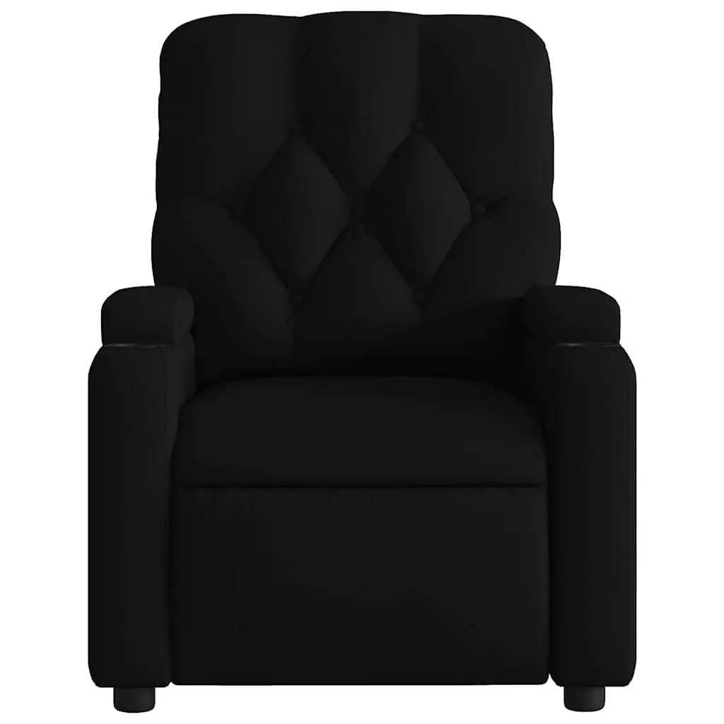 Massage Recliner Chair Black Fabric Manual Recline 6 Massage Points Armchair