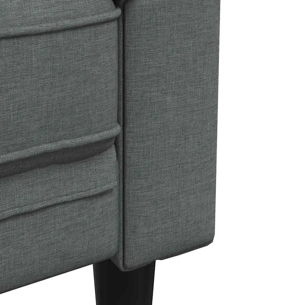 Chesterfield Sofa Grey Fabric 2-Seater Rolled Arms Deep Backrest