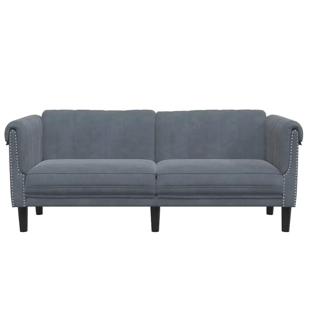 2-Seater Sofa Grey Velvet Living Room Couch Modern Comfortable Furniture
