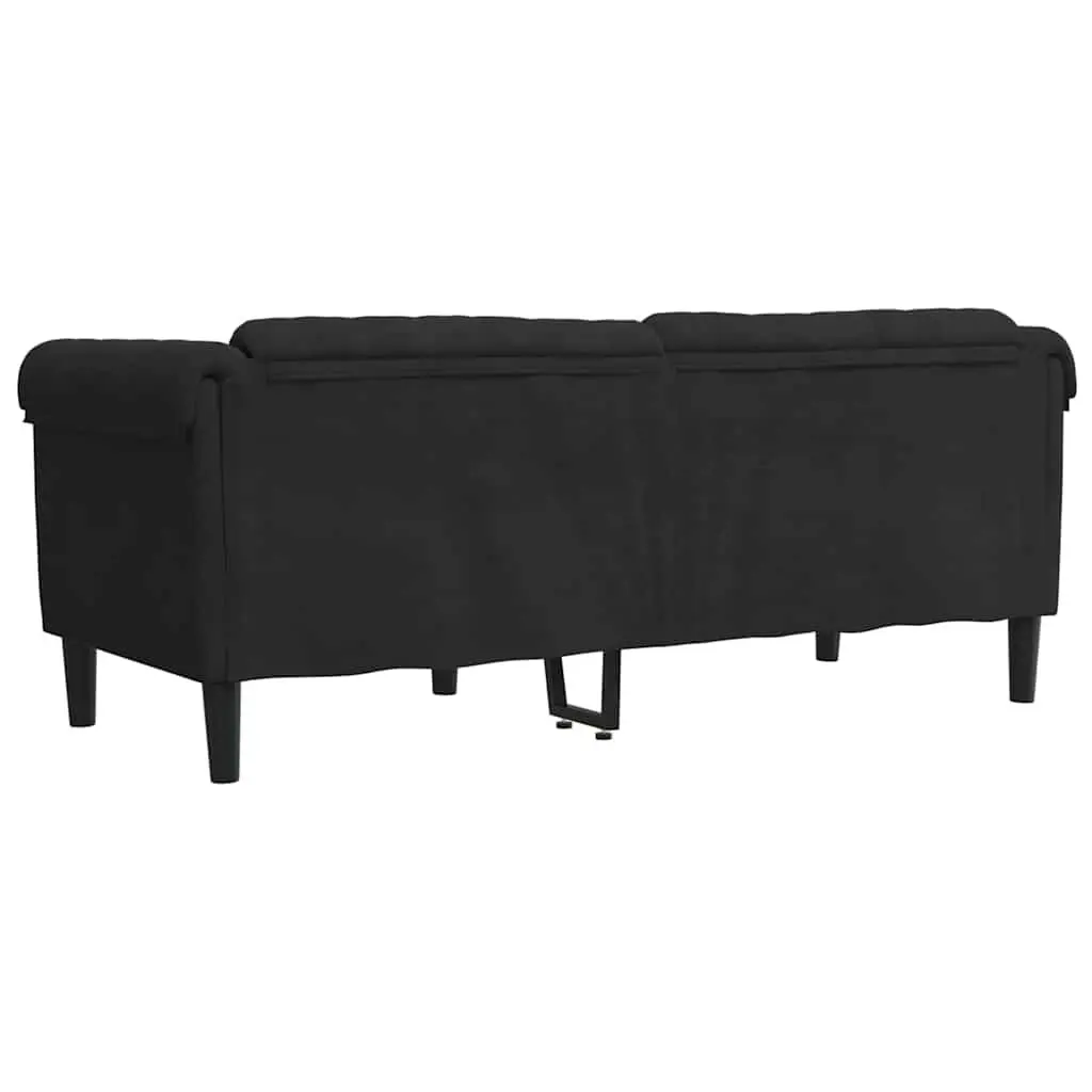 2-Seater Sofa Black Velvet Modern Living Room Couch Comfortable Padded Armrests