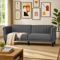 Grey Velvet 3-Seater Sofa for Living Rooms