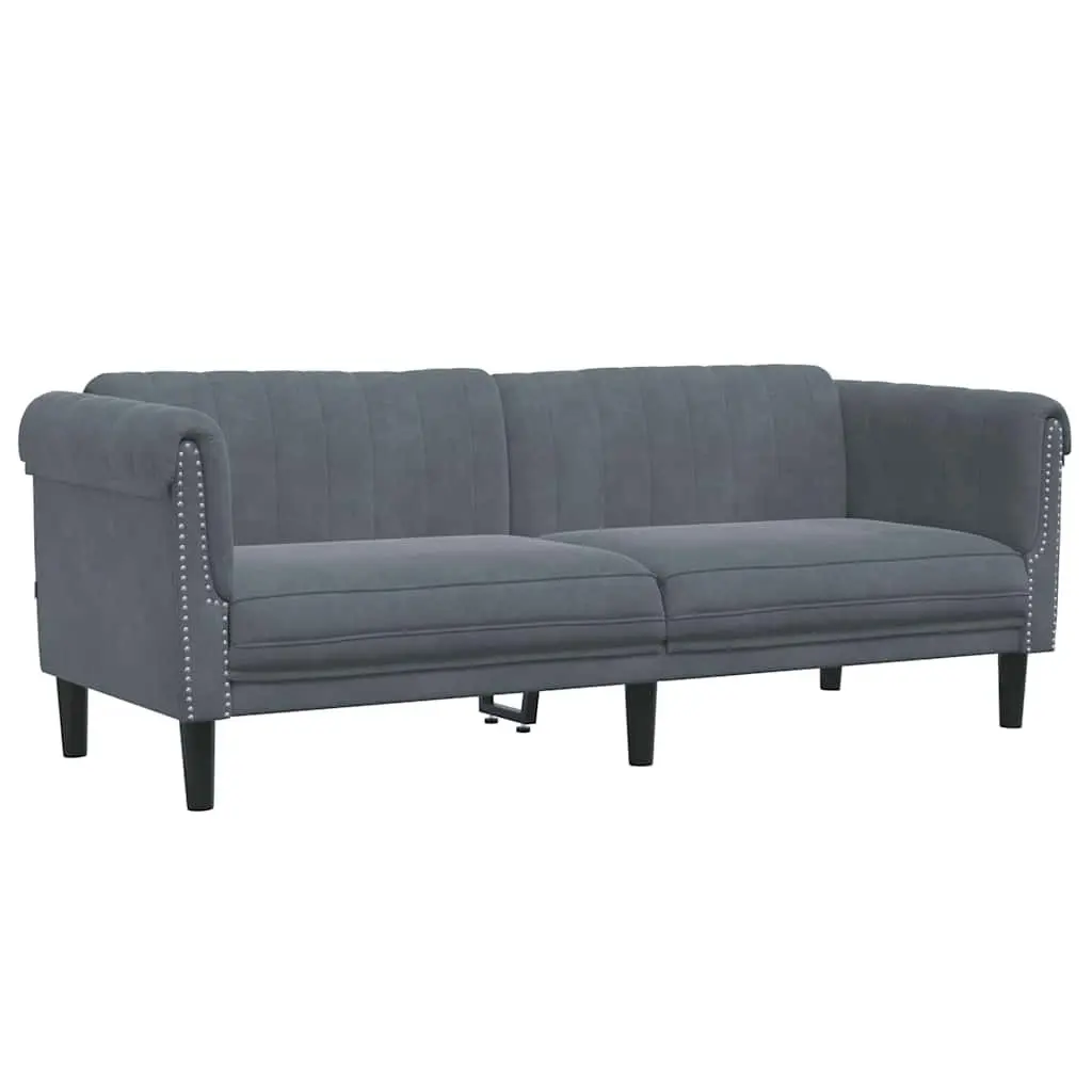 Grey Velvet Upholstered 3-Seater Sofa Modern Living Room Couch Padded