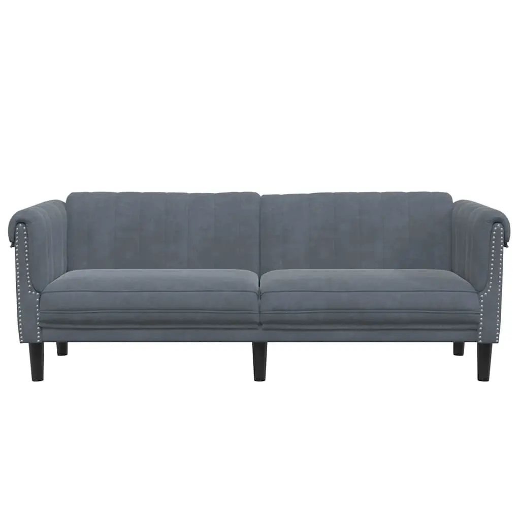 Grey Velvet Upholstered 3-Seater Sofa Modern Living Room Couch Padded