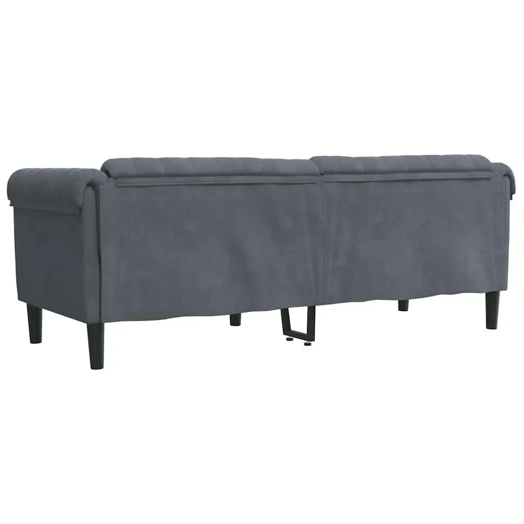 Grey Velvet Upholstered 3-Seater Sofa Modern Living Room Couch Padded