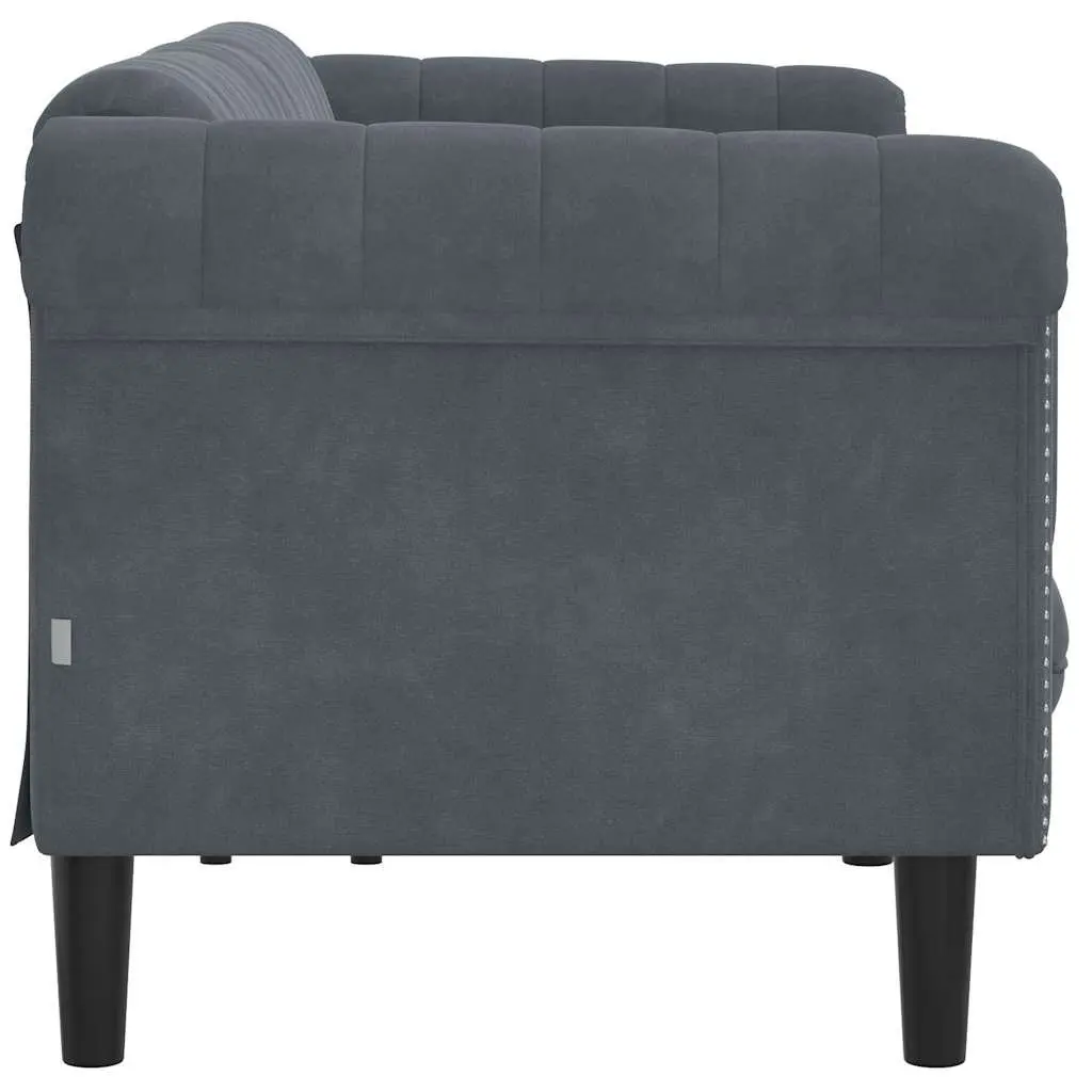 Grey Velvet Upholstered 3-Seater Sofa Modern Living Room Couch Padded