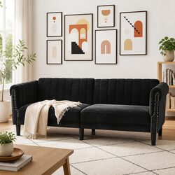 Elegant Black Velvet 3-Seater Sofa for Living Spaces
