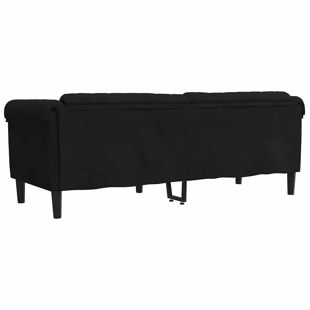 3SeaterSofaComfortablePaddedSeatVelvetBlackModernDesign