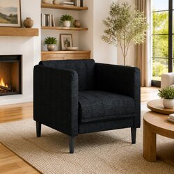 Black Fabric Armchair for Comfortable Living Room Seating