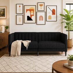 Cozy Black Fabric 2-Seater Sofa for Living Rooms