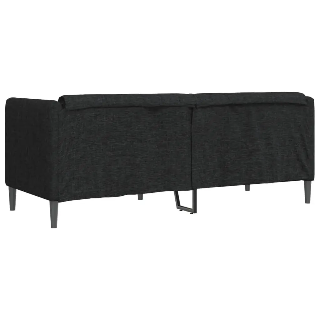 2-Seater Sofa Black Fabric Living Room Couch Comfortable Padded Armrests