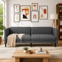 Grey Fabric 3-Seater Sofa for Cozy Living Spaces